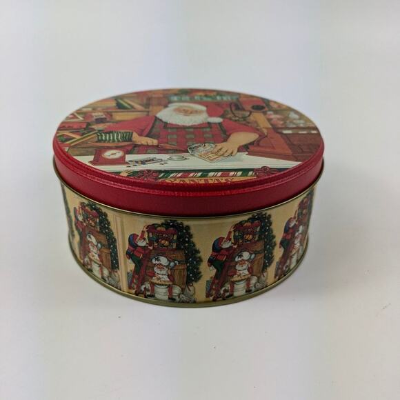 Santa Claus Workshop Seasonal Cookie Tin Unbranded Christmas Holiday Treat Box - Picture 3 of 7